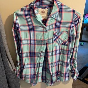 Blue and pink flannel